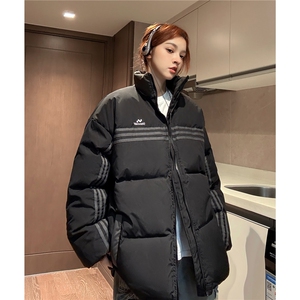 冬装中性 美式条纹织带棉服 刺绣logo棉衣休闲外套男女G1100 P118图片
