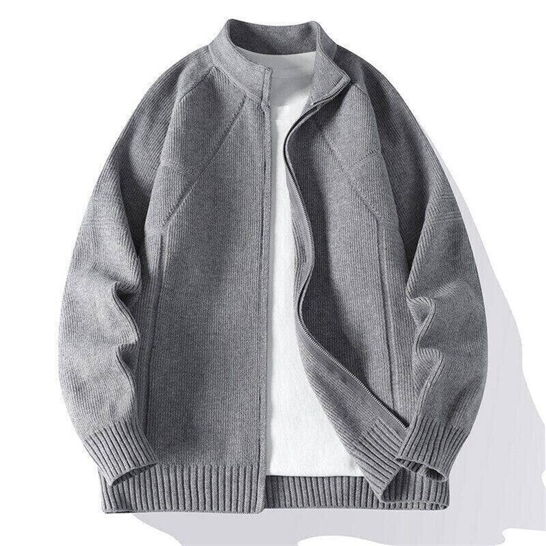 现货84896-P60春装休闲立领纯色毛衣外套男针织拉链开衫，男装针织衫/毛衣，电商D310B