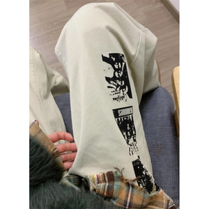 【有货】涂鸦杏色牛仔裤男款修身直筒美式vibe风裤子HT68LL-特P55图片
