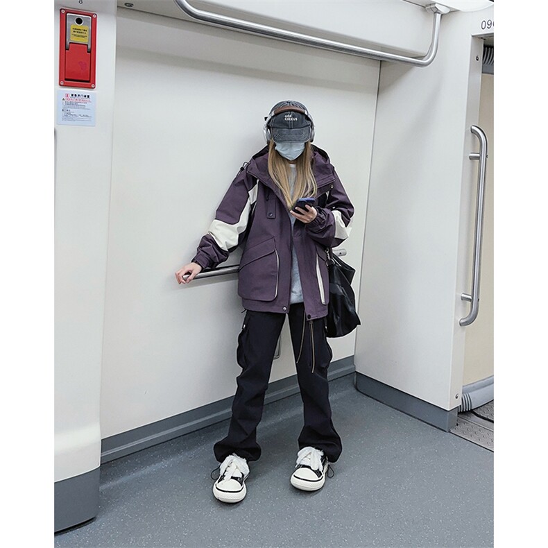 【直播】春季防水冲锋衣宽松男女拼色连帽夹克C2335-TP95控价128,男装夹克,电商A102-1