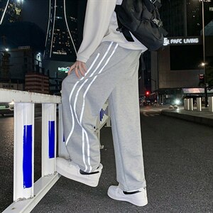 主推!潮流反光垂感阔腿拖地宽松休闲男女裤1004-1WK519 P45 控68图片