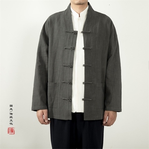 2025秋冬新款风男装棉麻新中式汉服领禅服唐装外套H60P95图片