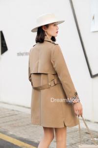 2021年秋季新款中长款风衣修身显瘦外套,女装风衣,梦中秋月