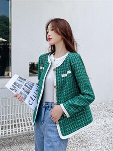 【现货】清新丽人翡翠绿小香风外套，其它，水锦红