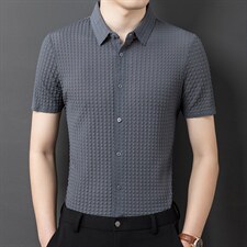 BJ306男式2023年夏季新款衬衫男短翻领休闲衬衣P70图片