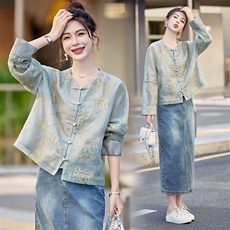 2B081-2852-P145-K218新款百搭刺绣唐装薄外套防晒衣上2026，女装短外套，2B081