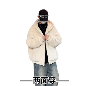 MY5095/P110双面穿座山雕男女加厚保暖毛绒棉衣连帽大码外套棉服