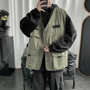 现货工装外套2026新款ins潮日系假两件连帽港风夹克衫J08-p70,男装夹克,星座1008-2