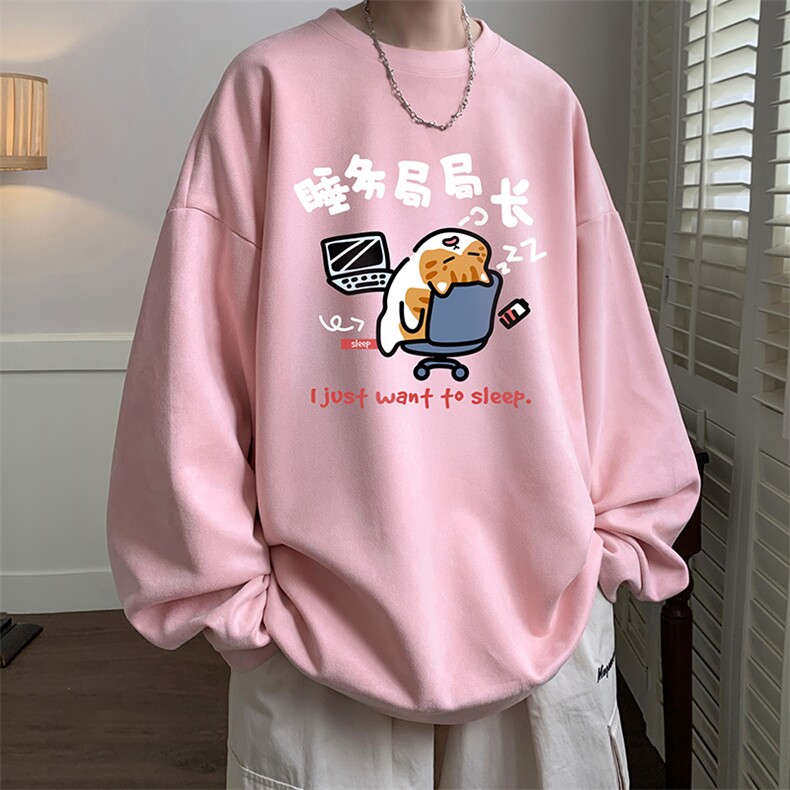 麂皮绒卫衣男大码重磅长袖t恤男 JW81447-P35 加绒款P45图片