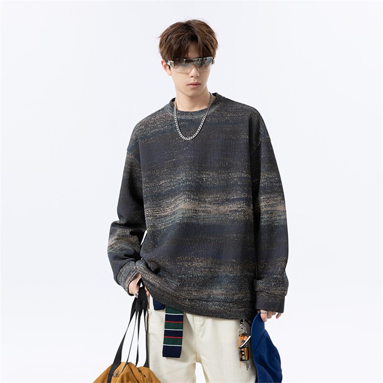 美式复古暗色简约宽松圆领上衣中性风潮流卫衣W4681-P50【特价】，男装卫衣，电商A007