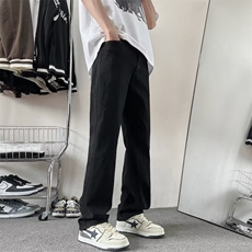 春季男牛仔裤美式高街痞帅vibe潮牌做旧直筒修身微喇裤QN7655-p33，男装牛仔裤，星座1008-2