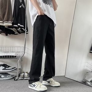 春季男牛仔裤美式高街痞帅vibe潮牌做旧直筒修身微喇裤QN7655-p33图片