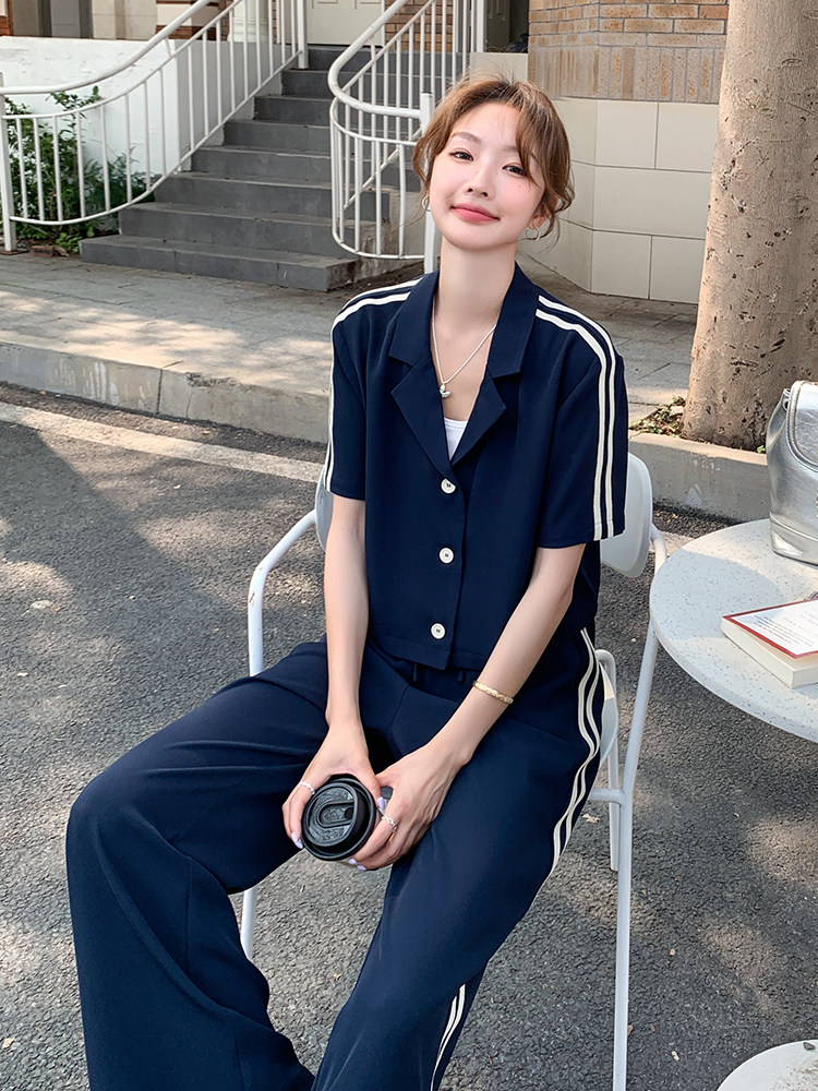 运动休闲套装女夏2025新款超火今年流行洋气时尚减龄阔腿裤两件套,女装套装/套裙,辉之琳