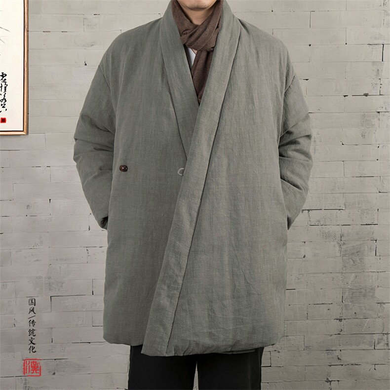 冬装新款风男装中长款男士改良汉服棉袄禅意男外套Y07P150,男装民族服装,钱塘802