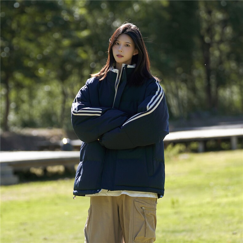 ！冬季条纹五防立领加绒加厚棉衣情侣撞色棉服外套MY7777-p68,男装棉衣,星座610B-1