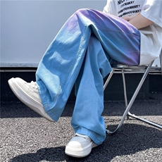 彩色牛仔裤男女款夏季薄款2026新款宽松直筒多巴胺水洗裤子，男装牛仔裤，星座601-2