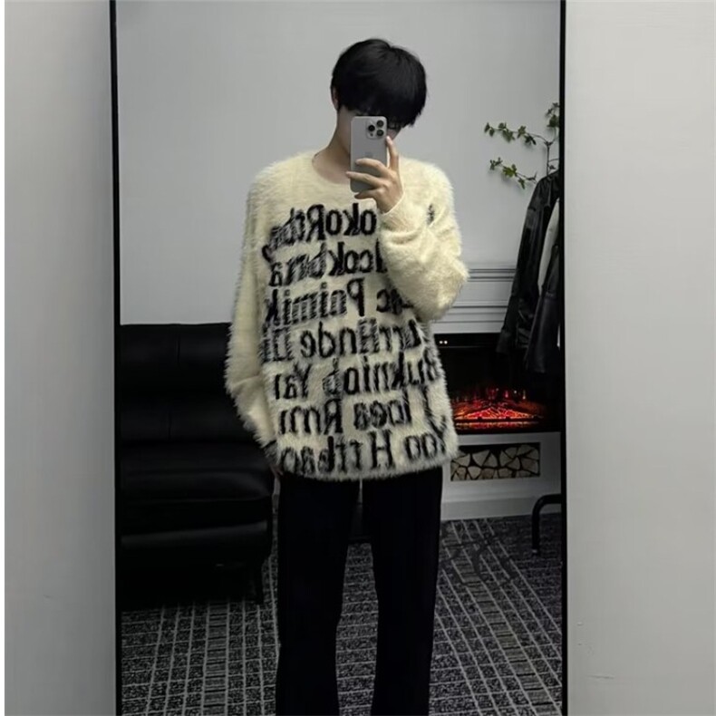【有货】D8815-P55美式潮牌复古字母毛衣秋冬款百搭针织衫,男装针织衫/毛衣,星座603-2