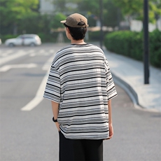 夏季男新款经典条纹修身短袖t恤T33-P46，男装T恤，星座308B-2