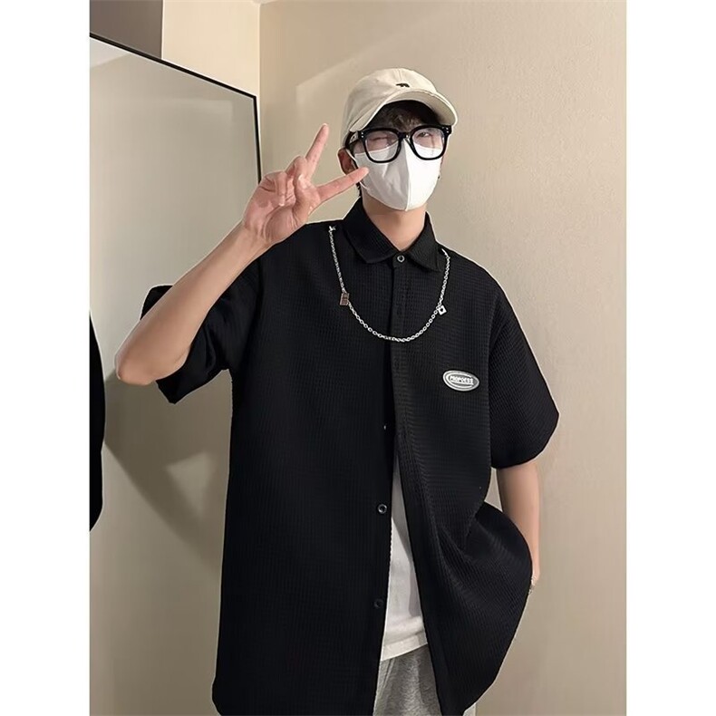 2024衬衫男夏装港风学生宽松小众设计感新款男上衣外穿CY684-P35,男装衬衫,星座412-3