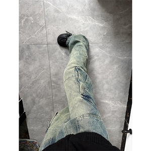 百搭直筒牛仔裤男  工装高街长裤子N6027/P53图片