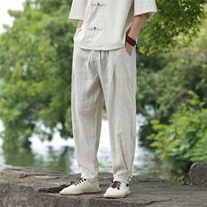 纯亚麻脚口盘扣休闲裤星座815-8612p110，男装休闲裤，星座815（原A203）