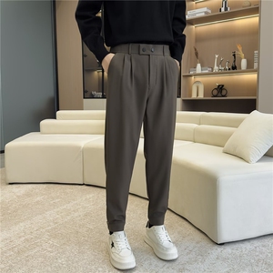 哈伦九分男裤潮牌垂感西装裤子修身小脚休闲西裤男图片