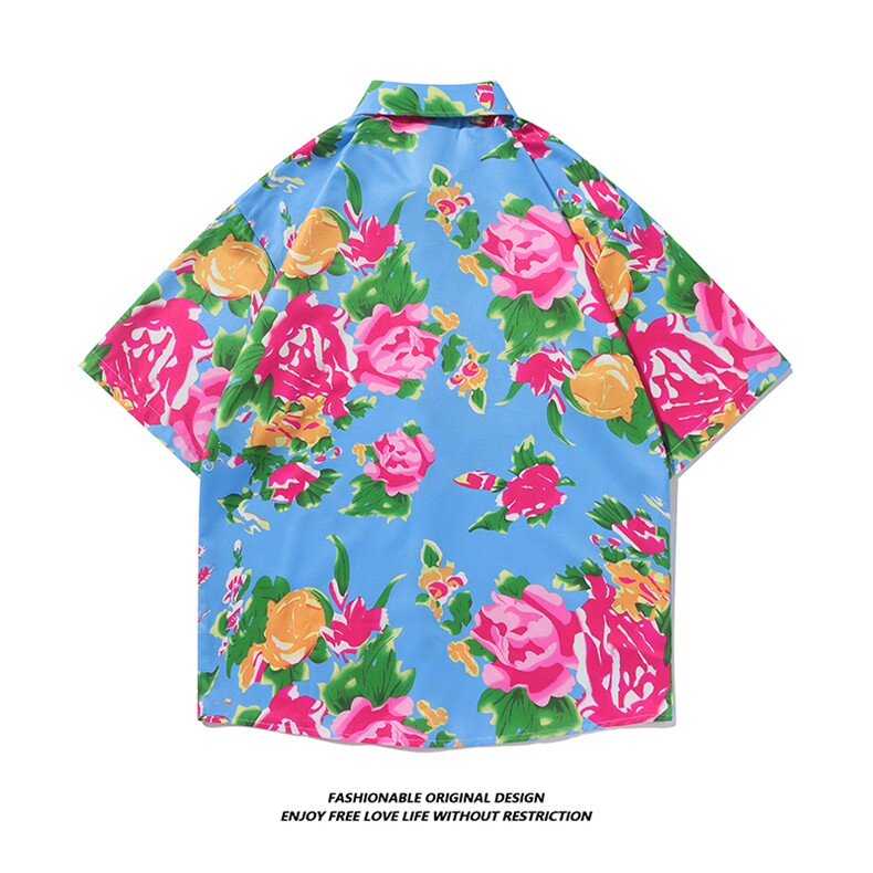 风男士休闲短袖东北大花衬衣团队服男女花衣衬衫C5122-P30,男装衬衫,星座308B-2