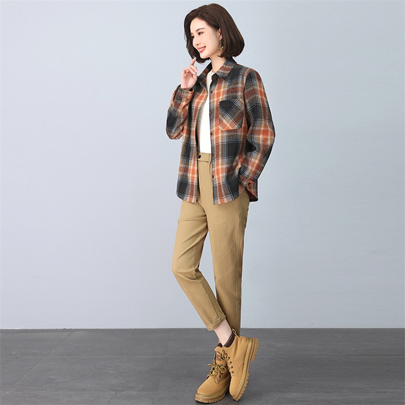 2024年春秋装新款潮格子宽松显瘦韩版气质女减龄两件套，女装套装/套裙，独衣靓