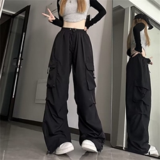 美式速干工装休闲裤女秋季冲锋裤抽绳阔腿裤子运动长裤QK86-P40，男装工装外套，星座1008-1