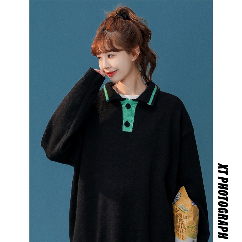 1中性风POLO衫翻领套头毛衣大码M-5XL针织衫女外套女8720P60控88，女装针织衫/毛衣，星座226-2