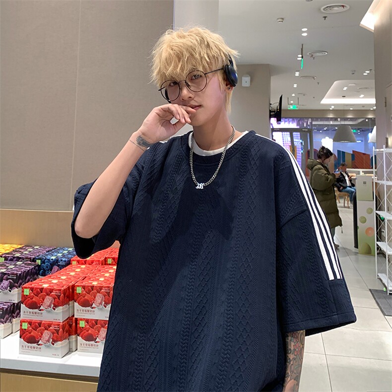 特批P28无差价夏季高级感oversize宽松休闲短袖潮圆领男上衣T2040,男装T恤,电商A001-1