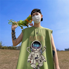 华夫格背心直播高品质重磅220克宇航员印花HB708-P25控38，男装背心/马甲，星座508（原C305）