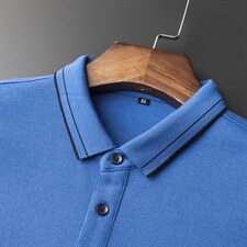 新款秋季长袖Polo衫男士翻领t恤中年修身2022商务衫爸爸装上衣T恤，男装T恤，钱塘6003A(原)4033A