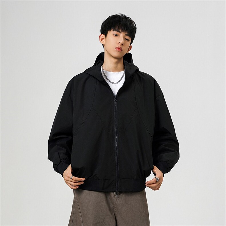 oversize冲锋衣夹克男加肥加大码潮牌胖子宽松立领春季装休闲高街图片