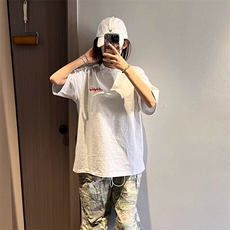 万针全刺绣工艺抖音得物高品质260克重磅纯棉双纱美式高街短袖T恤，男装T恤，电商A486