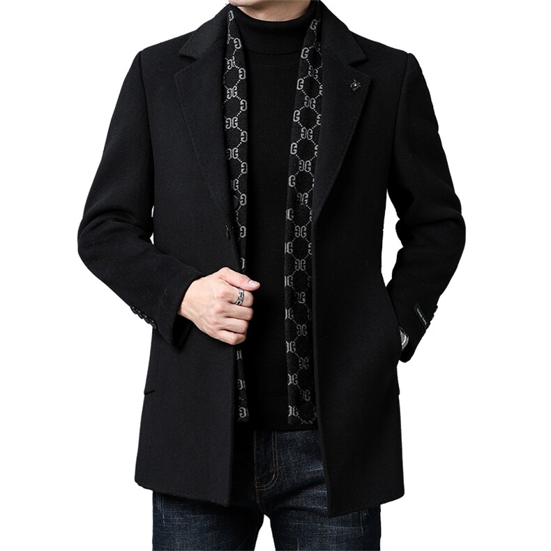 DZ93312钱塘2020-3中年男士商务休闲简约冬季厚款毛呢西服P345,男装毛呢大衣,钱塘207-3