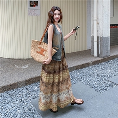 主推新款春夏新品复古波西米亚牛仔马甲2266-P195-K299，女装套装/套裙，网红馆