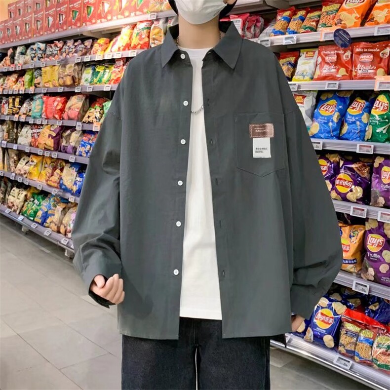 长袖衬衫春款男港风潮流K8902P30,男装衬衫,星座1116-2