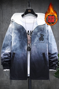 8XL-M 2023冬季新款渐变色连帽夹棉棉衣男棉服棉袄外套加肥加大码图片