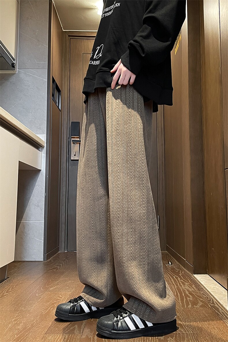 8XL-M麦穗纹雪尼尔阔腿裤男垂感休闲直通裤特大码卫裤K992P50控68,男装休闲裤,电商D206-1