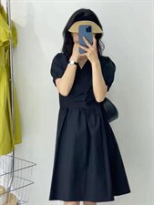 风斜抠连衣裙，女装连衣裙，玩美