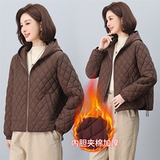 2024年冬季新款时尚连帽开衫加棉棉服，女装棉衣/棉服，依恋蒂丝
