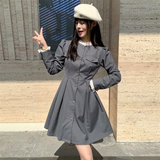 现货2024年春季新款女时尚气质优雅拼木耳边显瘦网红连衣裙，女装连衣裙，煊芮熙