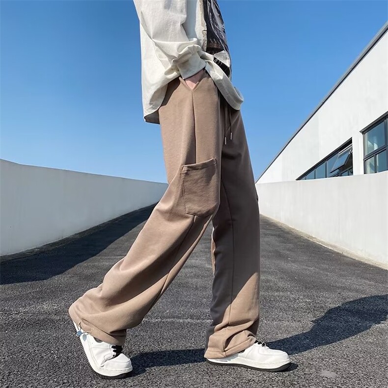 裤子工装裤男春季新款美式宽松裤潮牌坠感运动休闲卫裤K0218-P35,男装休闲裤,星座308B-1