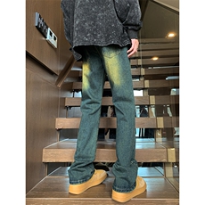 美式ins高街hiphop微喇重工艺水洗复古蓝牛仔裤货号K2322-1P60，男装牛仔裤，电商A063