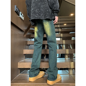 美式ins高街hiphop微喇重工艺水洗复古蓝牛仔裤货号K2322-1P60图片