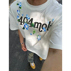 网图有货夏季全幅缠绕花卉刺绣短袖T恤男女情侣宽松上衣A556-P35，男装T恤，星座1505