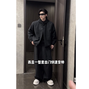 抖音高级保暖连帽棉服外套弯刀裤套装TZ353上衣135裤子78网图图片