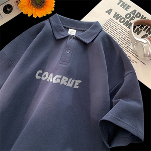 可设48小时支持抖音得物来样二开 网眼透气翻领t恤美式短袖POLO衫图片