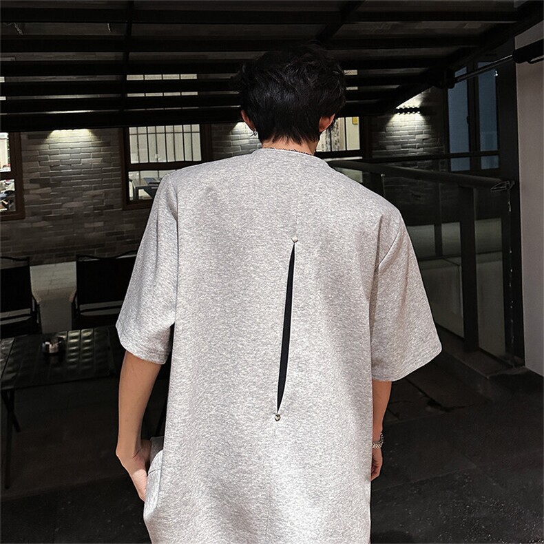 2025新款撞色T恤男美式宽松重磅高密罗口圆领短袖A210A-TX28-P30,男装T恤,电商A210A